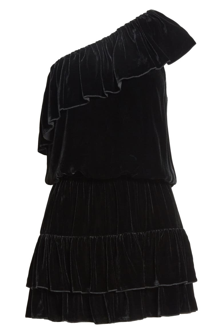 Kolda B One-Shoulder Velvet Dress, Alternate, color, CAVIAR