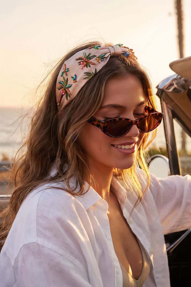 Palm Poetry Headband, Alternate, color, Beige