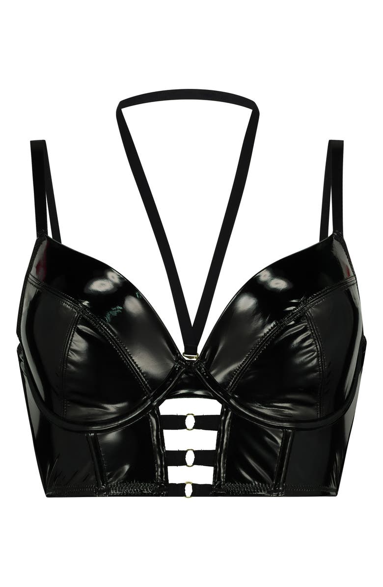 Hunkemöller Seductress Underwire Faux Leather Bustier, Main, color,