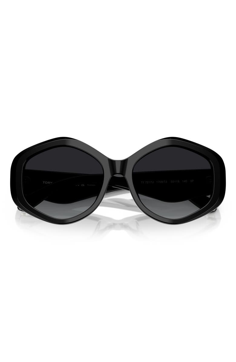 Tory Burch 55mm Gradient Polarized Geometric Sunglasses, Alternate, color,