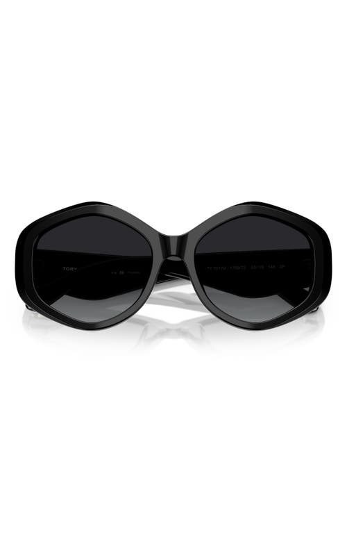 Tory Burch 55mm Gradient Polarized Geometric Sunglasses In Black