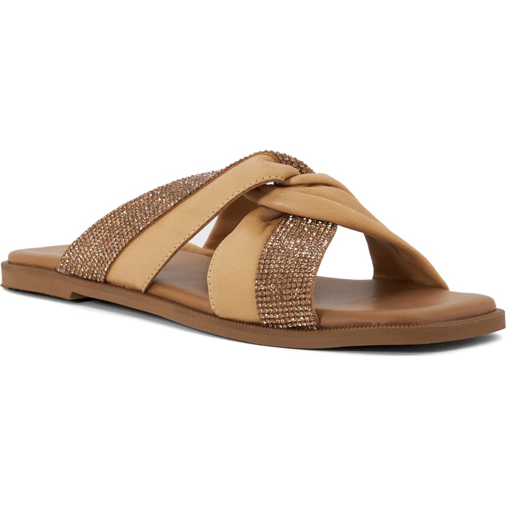 Dune London Lossey Crystal Slide Sandal In Brown