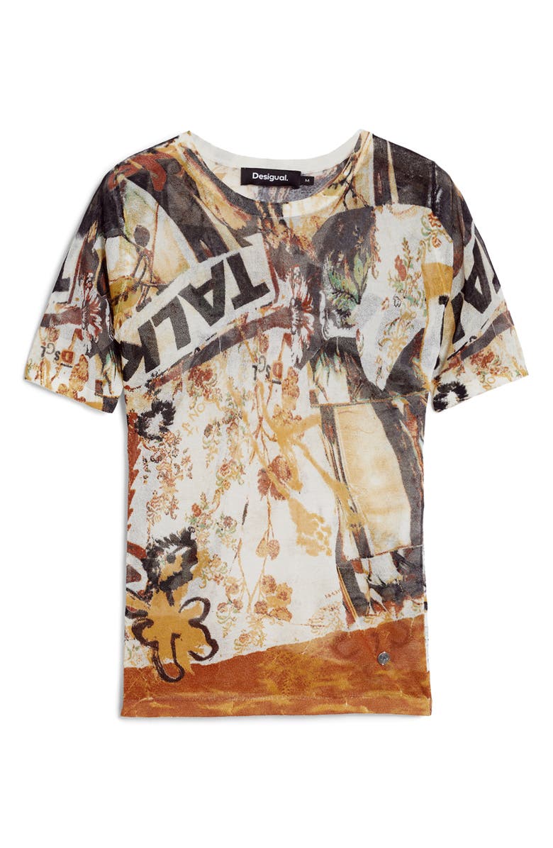 Desigual Abstract Print T-Shirt, Alternate, color, Beige