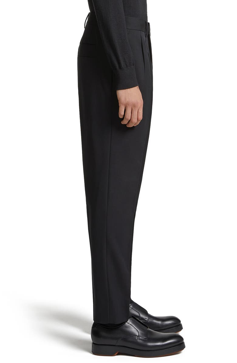 ZEGNA Pleat Front Cotton & Wool Pants, Alternate, color, 