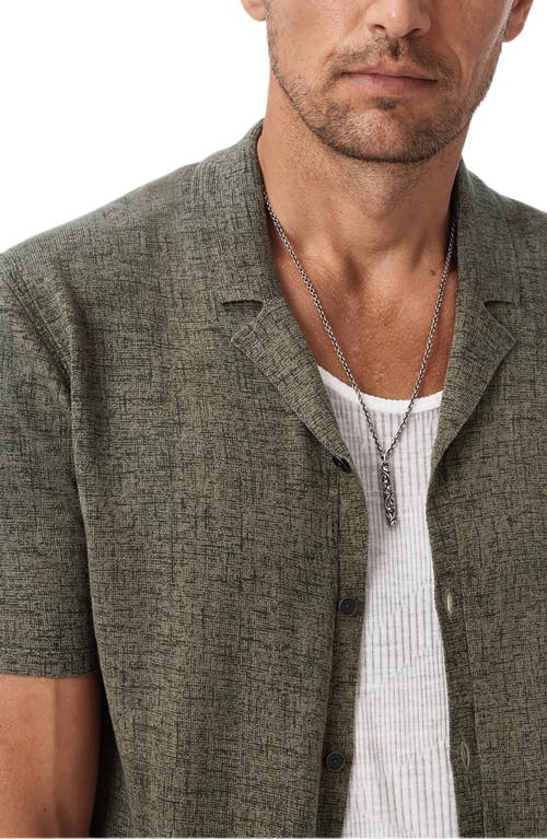 John Varvatos Nayeem Etching Print Organic Cotton Camp Shirt In Gray