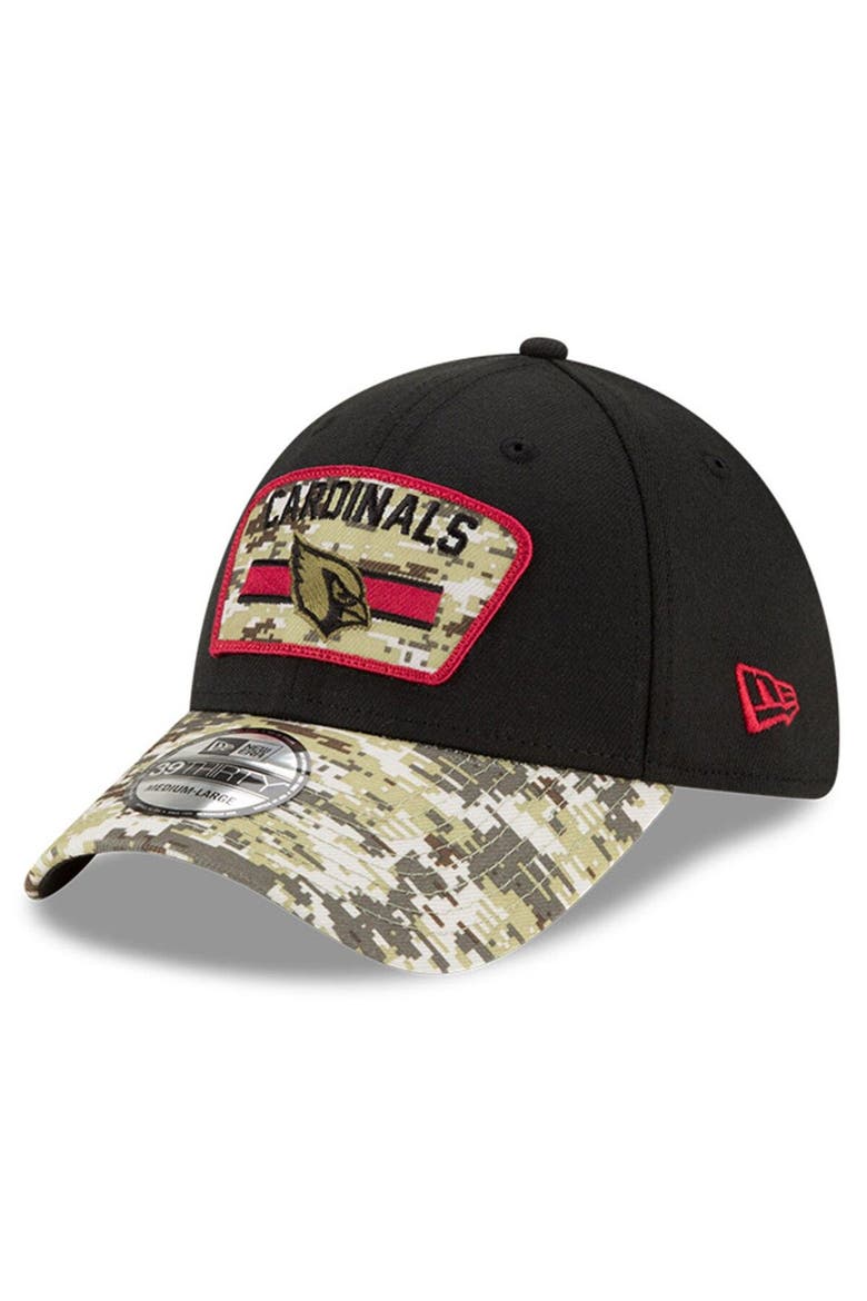 Men's New Era Black/Camo Arizona Cardinals 2021 Salute To Service 39THIRTY Flex Hat, Alternate, color, Black