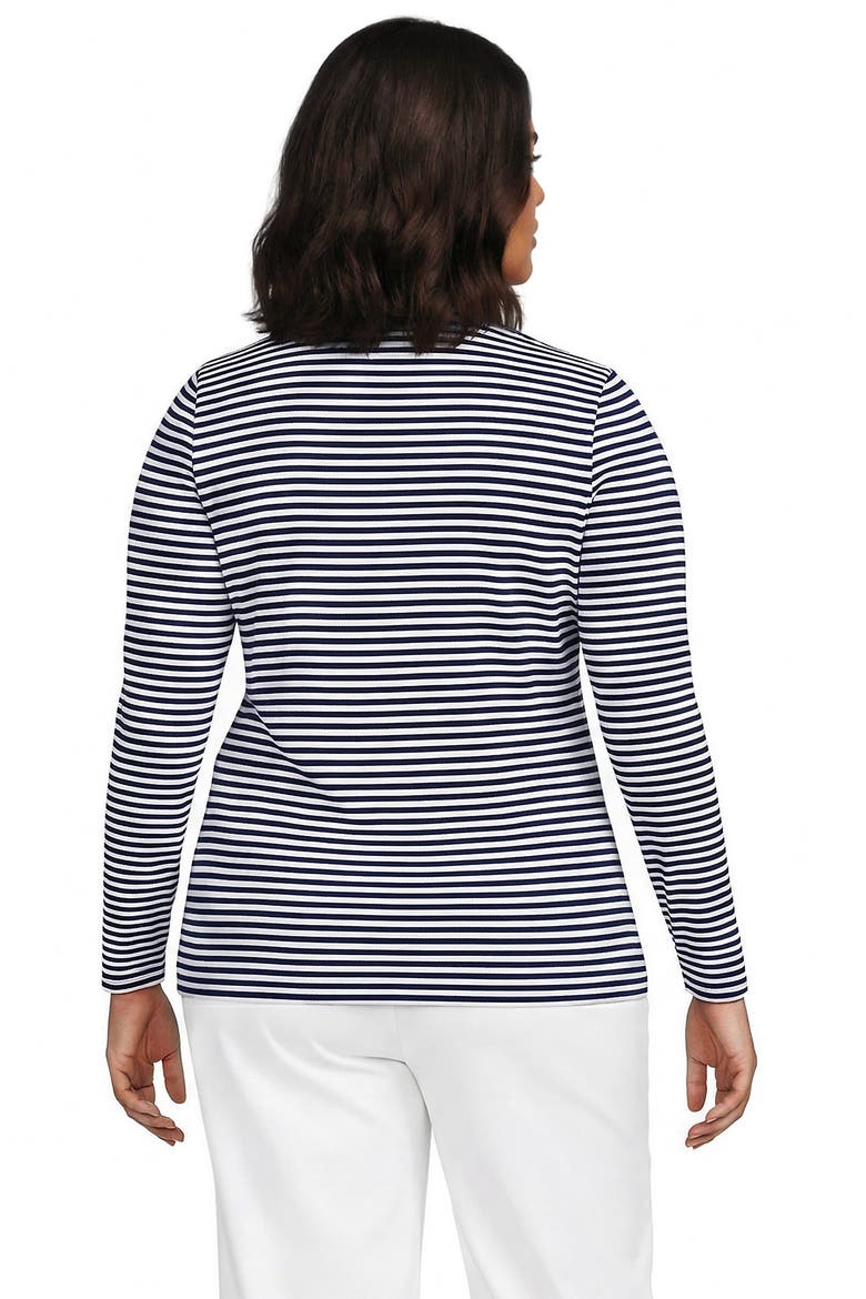 Plus Size Long Sleeve Micro Rib T-Shirt, Alternate, color, Deep Sea Navy/White Stripe