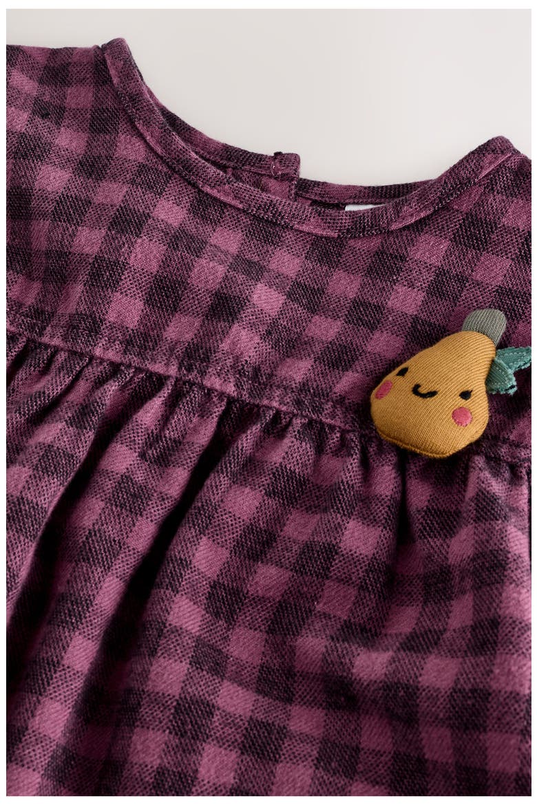 Kids' Check Long Sleeve Cotton Flannel Dress, Alternate, color, PURPLE