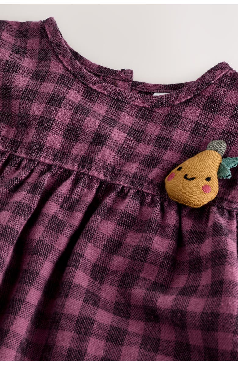 NEXT Kids' Check Long Sleeve Cotton Flannel Dress, Alternate, color, Purple