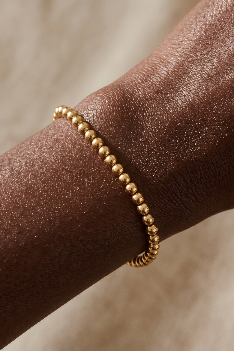 Small Bead Bracelet, Alternate, color, Gold