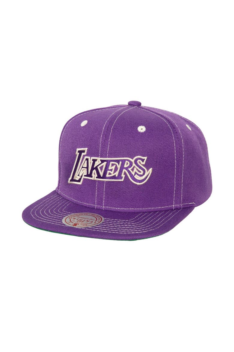 Men's Mitchell & Ness Purple Los Angeles Lakers Energy Contrast Snapback Hat, Main, color, Purple