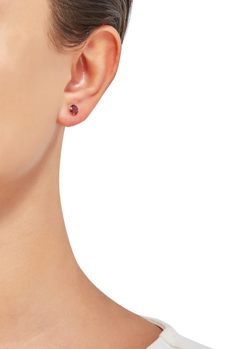 Frankie & Zoe Garnet Solitaire Stud Earrings, Alternate, color, Yellow Gold