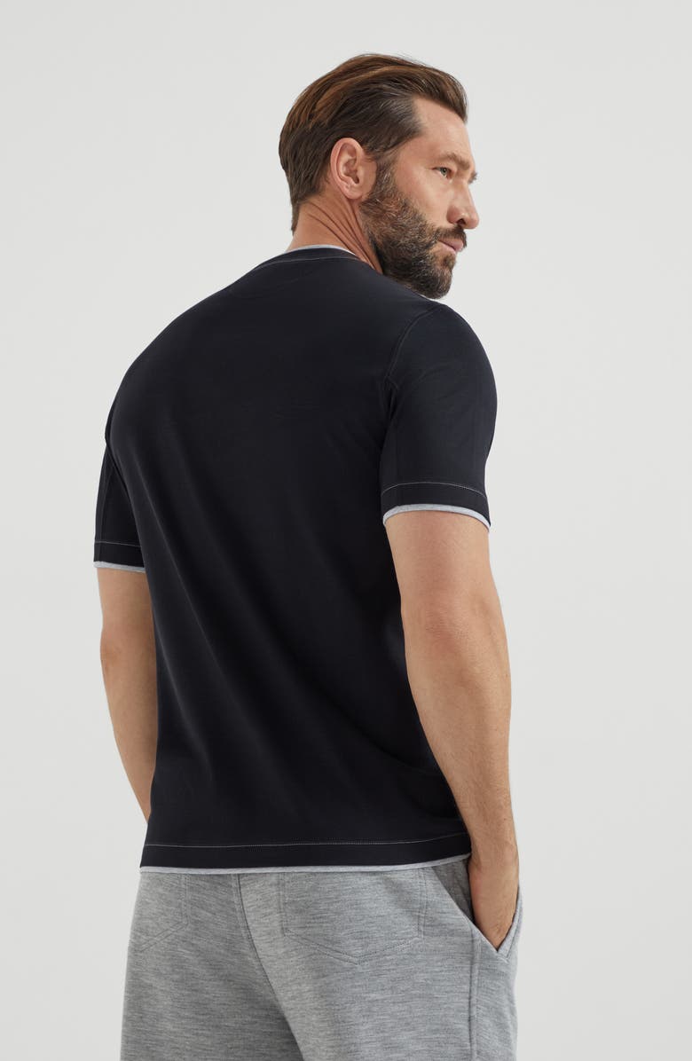 Brunello Cucinelli T-shirt with faux-layering, Alternate, color, Black