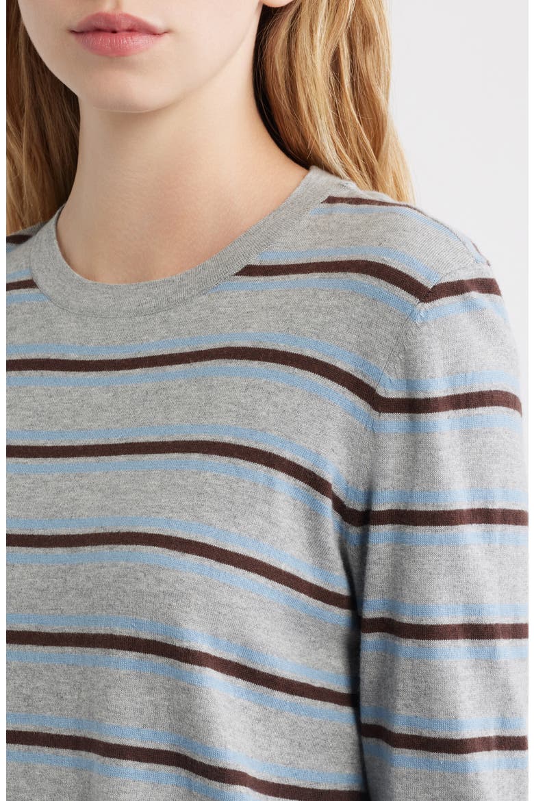 Davie Stripe Cotton & Cashmere Sweater, Alternate, color, HEATHER SKY