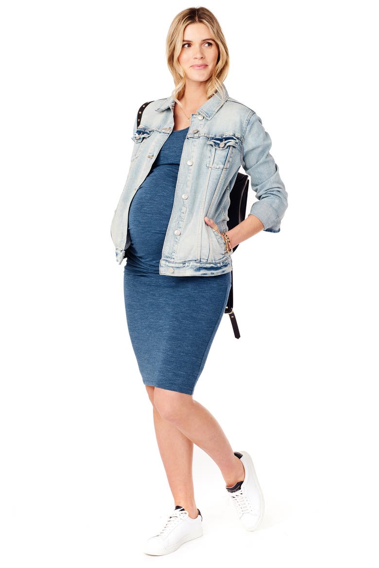 Ingrid & Isabel® Ruched Maternity Tank Dress, Alternate, color, INDIGO HEATHER