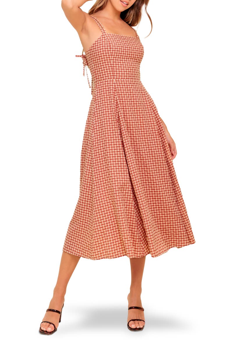 FLYING TOMATO Plaid Fit & Flare Midi Dress, Main, color, 