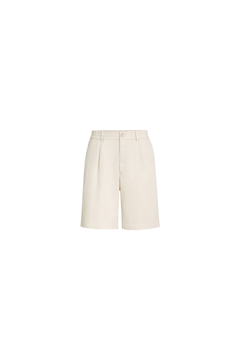 Twisted cotton gabardine Bermuda shorts with elasticated waistband, Alternate, color, Panama