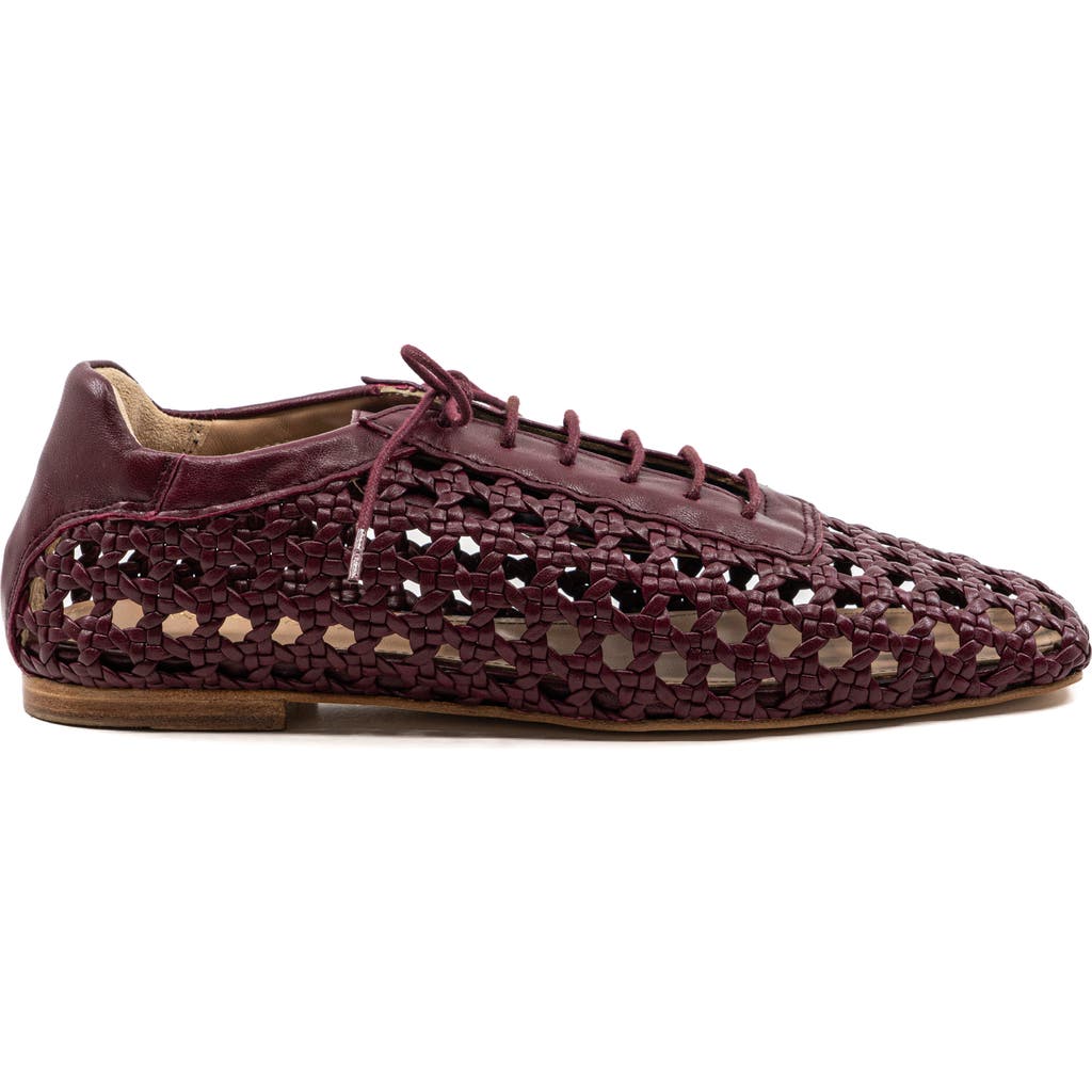 Andrea Gomez Antonia Woven Leather Flat In Burgundy
