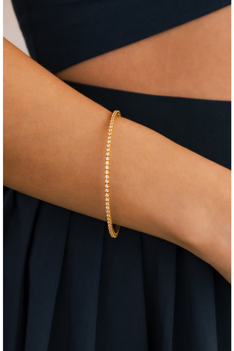 Flexible Diamond Tennis Bracelet, Alternate, color, 18k Gold Plated