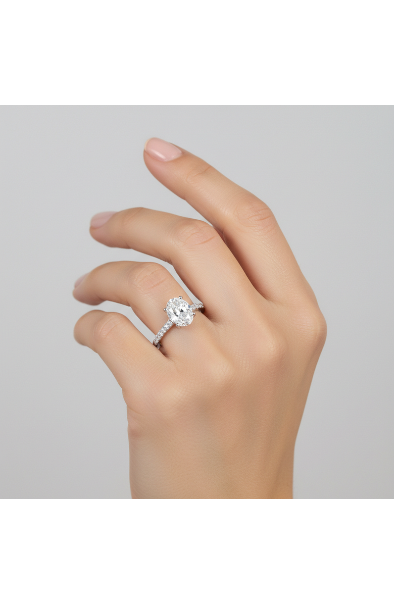 LuvMyJewelry Solce 14K Gold Oval Lab Grown Diamond Engagement Ring - 2.2 Cts, Alternate, color, 14K White Gold