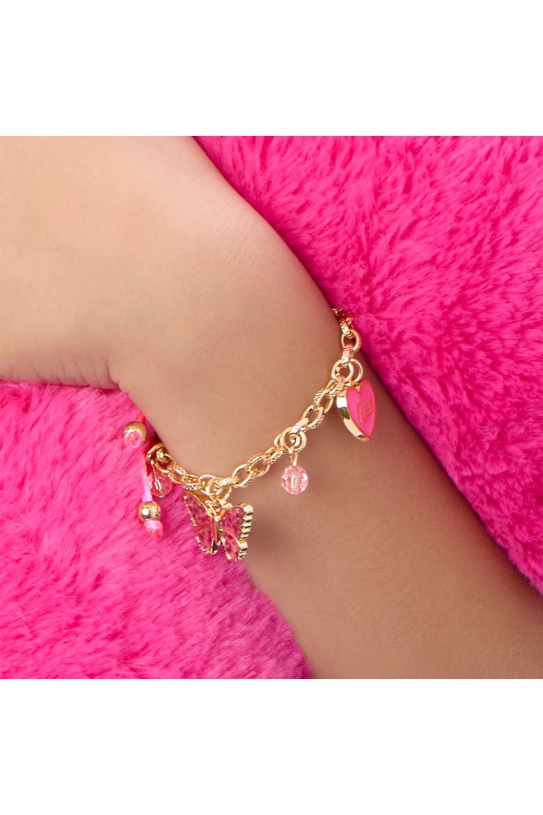 Kids Adjustable Butterfly Charm Bracelet, Alternate, color, gold, pink