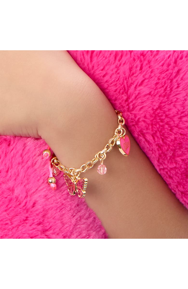 Juicy Couture Kids Kids Adjustable Butterfly Charm Bracelet, Alternate, color, Gold, Pink