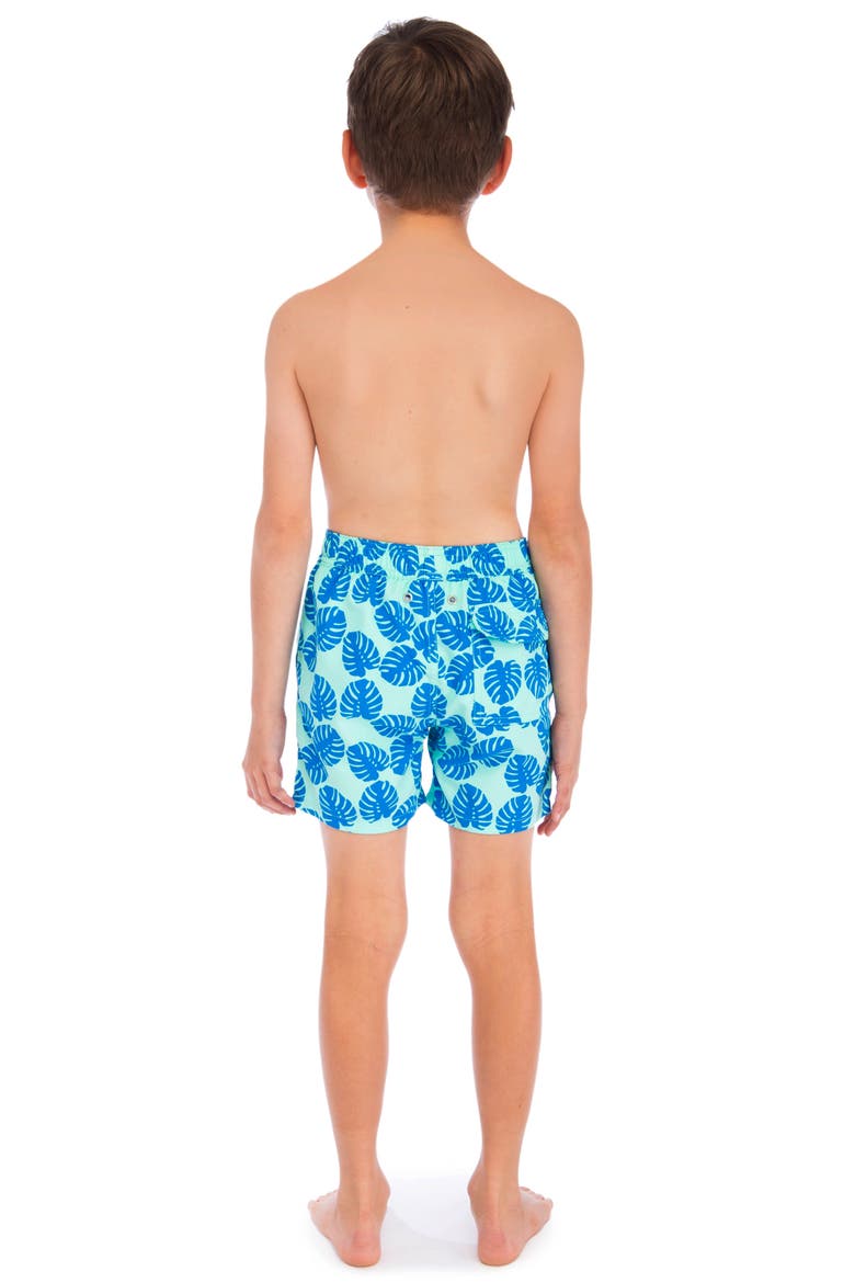 Kids' Frond Swim Trunks, Alternate, color, PALE GREEN/ BLUE