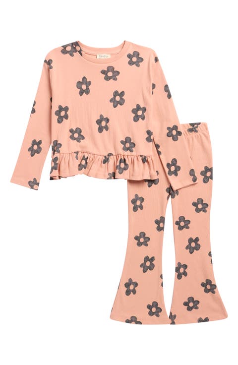 Kids' Stretch Rib Top & Flared Leggings Set (Little Kid)