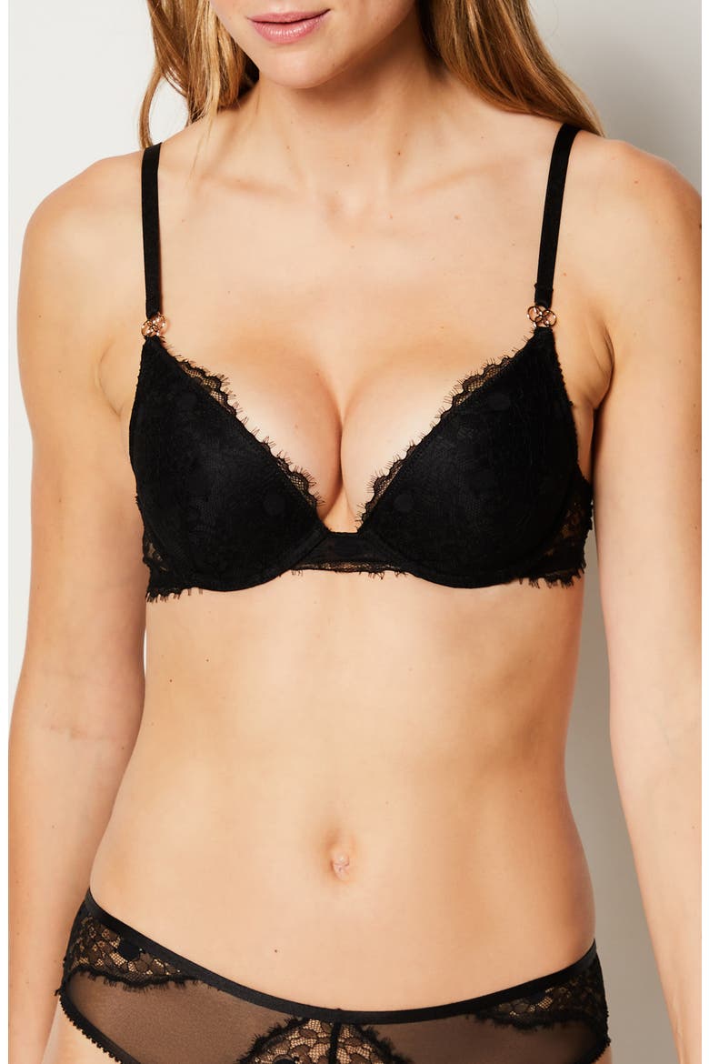Elixir No. 2 Underwire Plunge Push-Up Bra, Main, color, BLACK