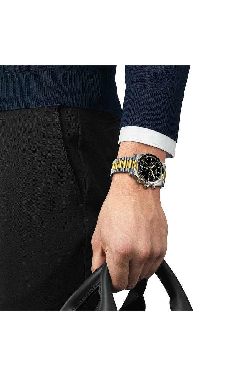 Tissot PR516 Bracelet Chronograph Watch, 40mm, Alternate, color, Black