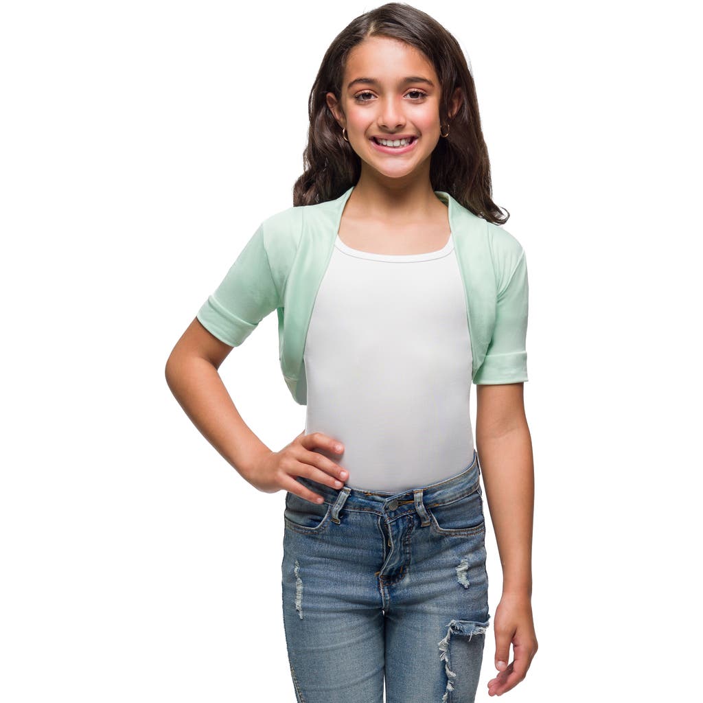 24sevenkid Open Front Short Sleeve Cropped Bolero Shrug In Green