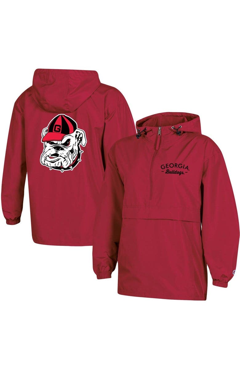 Champion Women's Champion Red Georgia Bulldogs Packable Half-Zip Light Rain Jacket, Main, color, 