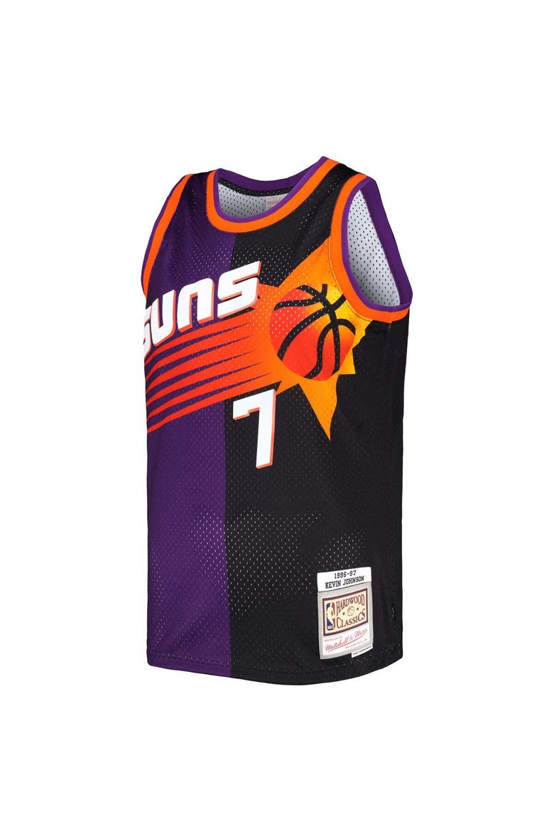 Men's Mitchell & Ness Kevin Johnson Purple/Black Phoenix Suns Hardwood Classics 1996/97 Split Swingman Jersey, Alternate, color, Purple