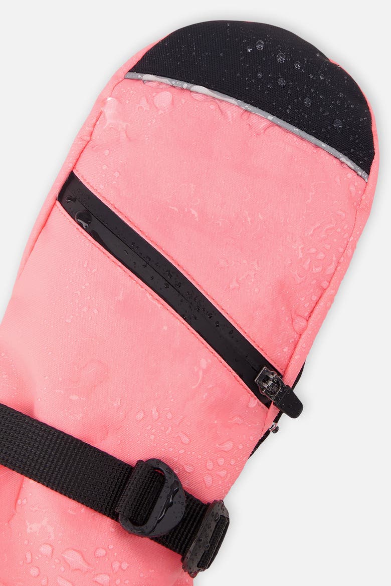 Teknik Zip Pocket Rubberized Palm Winter Mittens, Alternate, color, Neon Coral