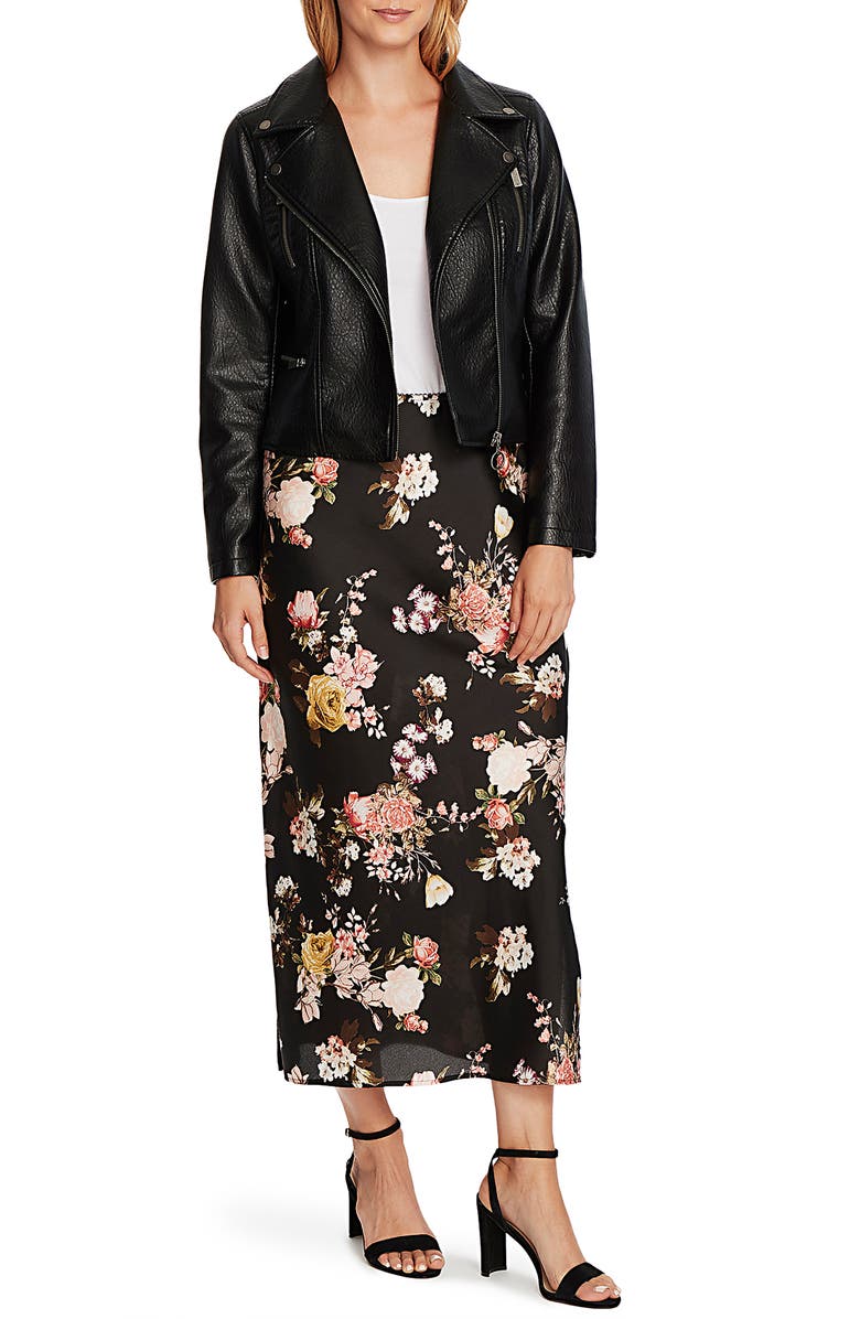 Vince Camuto Textured Faux Leather Moto Jacket, Alternate, color, 