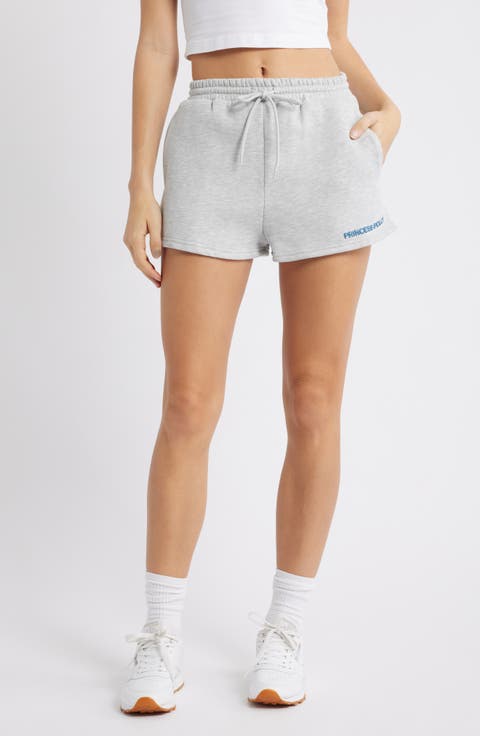 Cotton Blend Drawstring Sweat Shorts