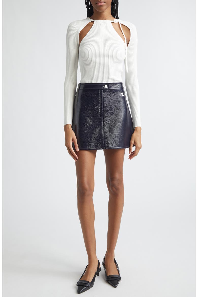 Cutout Ribbed Sweater, Alternate, color, HERITAGE WHITE