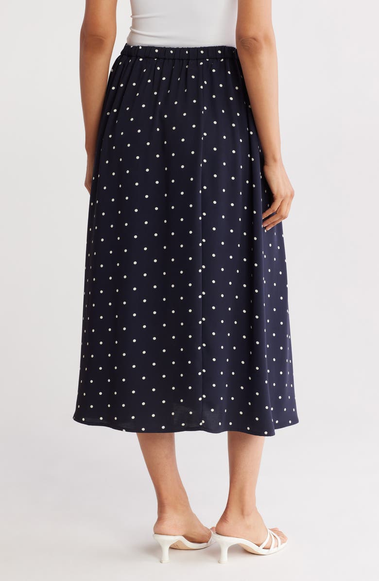 NORDSTROM RACK Pull-On Midi Skirt, Alternate, color, Navy Night- Ivory Armen Dot