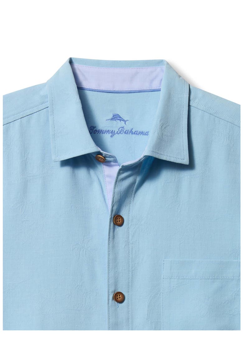 Birdie of Paradise Embroidered Short Sleeve Silk Button-Up Shirt, Alternate, color, BLUE JAY