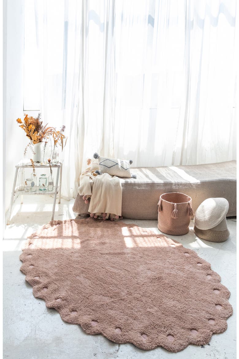 Polka Dot Washable Cotton Blend Round Rug, Alternate, color, VINTAGE PINK