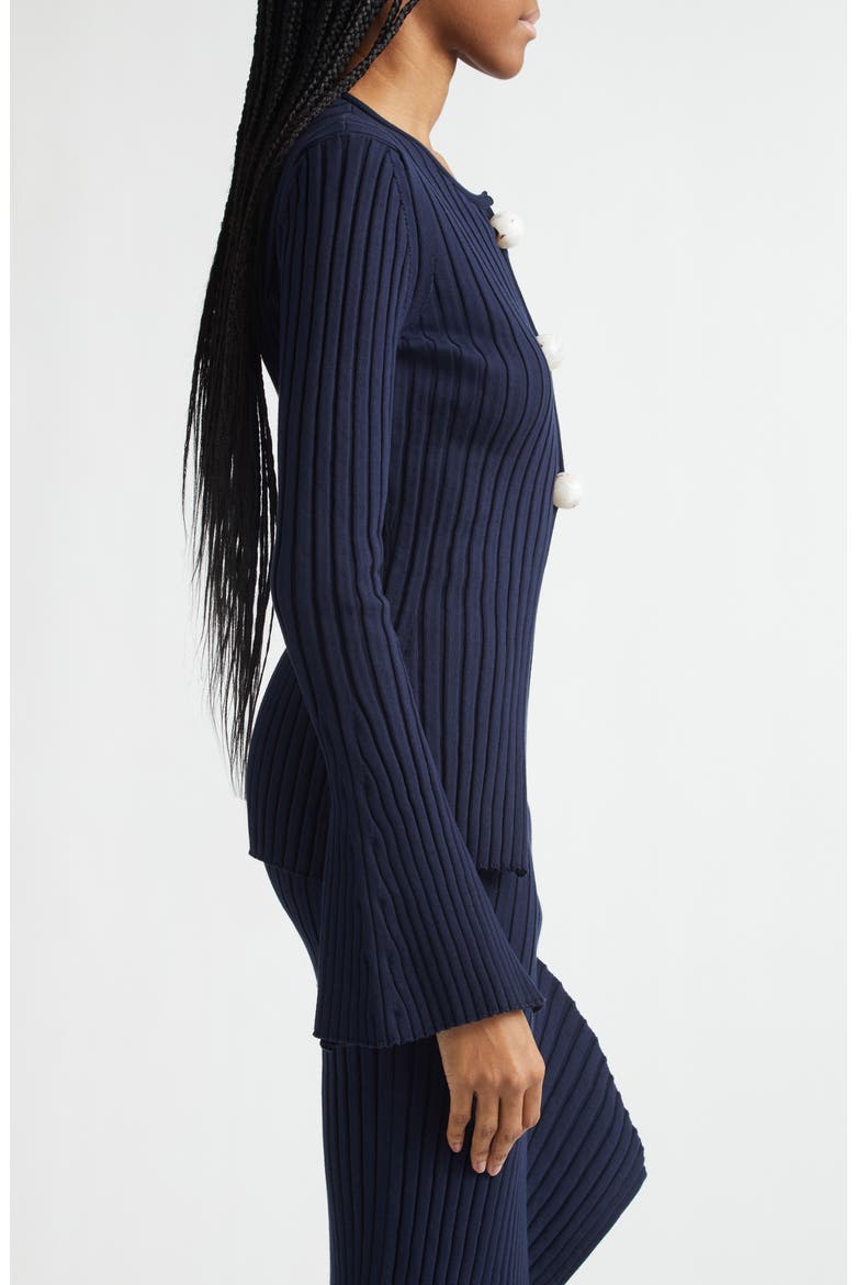 Rib Cotton Cardigan, Alternate, color, INK