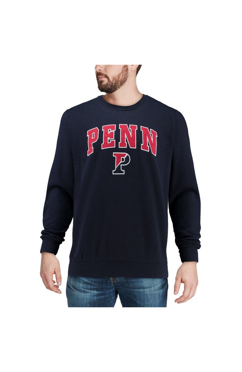COLOSSEUM Men's Colosseum Navy Pennsylvania Quakers Arch & Logo Crew Neck Sweatshirt, Alternate, color, Navy