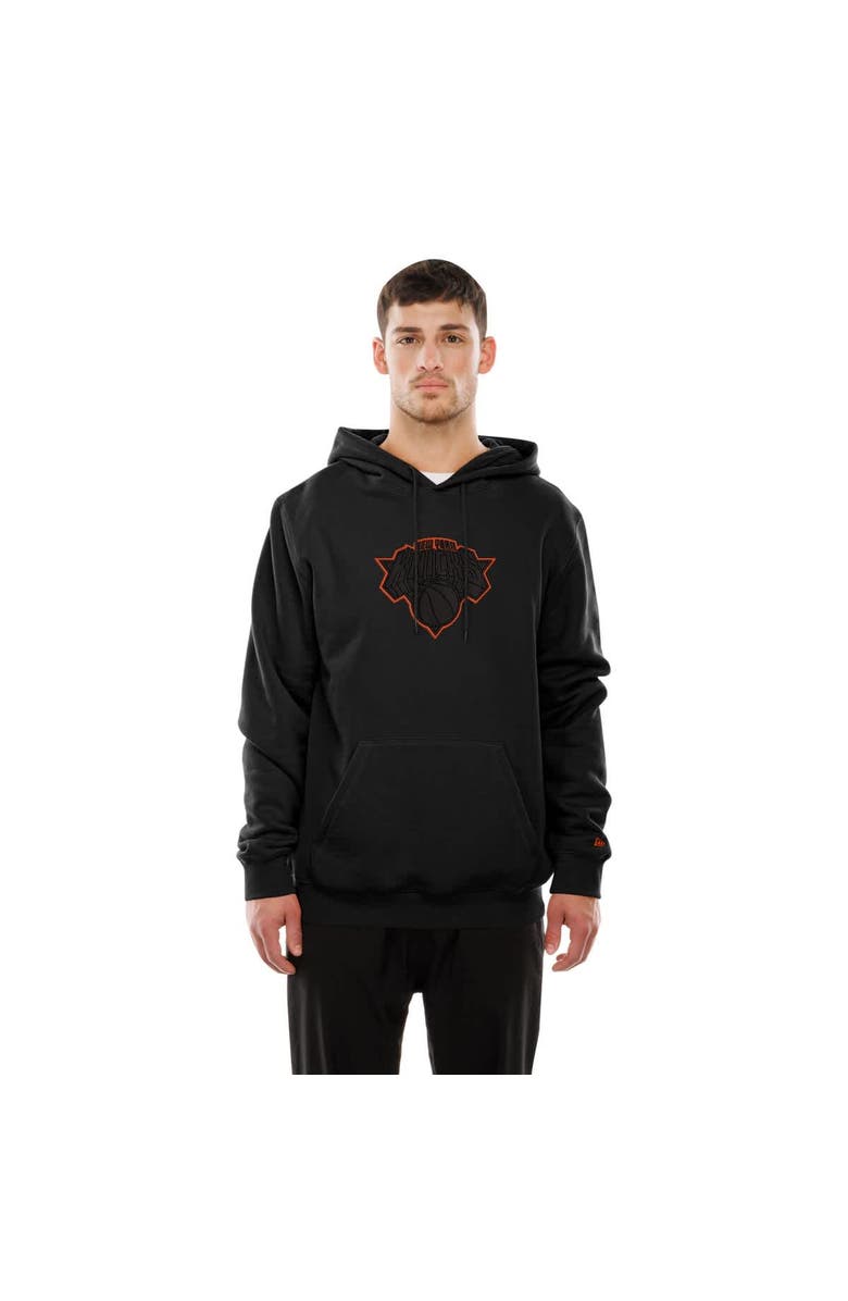 New Era Men's New Era  Black New York Knicks Tonal Color Pop Premium Pullover Hoodie, Alternate, color, 