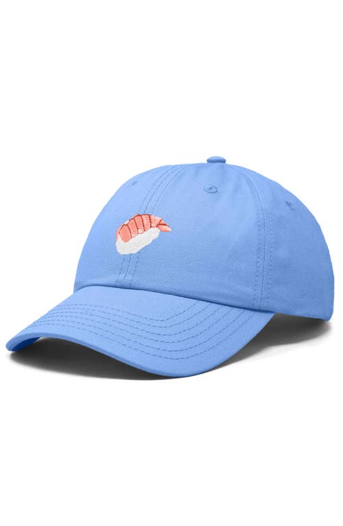 Dalix Shrimp Sushi Embroidered Dad Cap In Light Blue