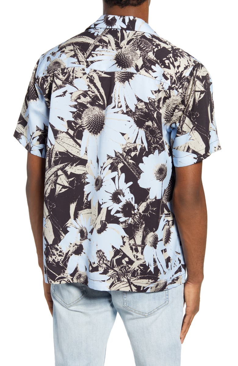 Saturdays NYC Canty Daisy Print Short Sleeve Button-Up Camp Shirt, Alternate, color, 