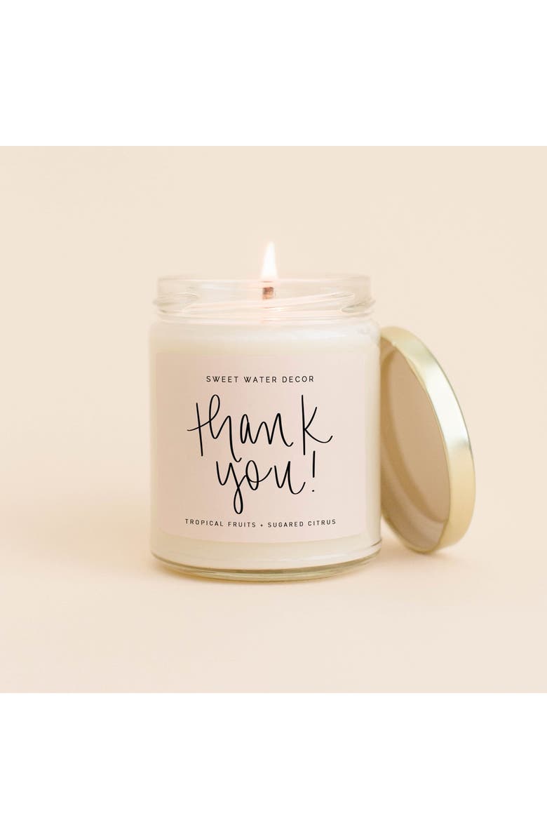 SWEET WATER DECOR Thank You 9 oz. Soy Candle - Set of 2, Alternate, color, Pink Gold