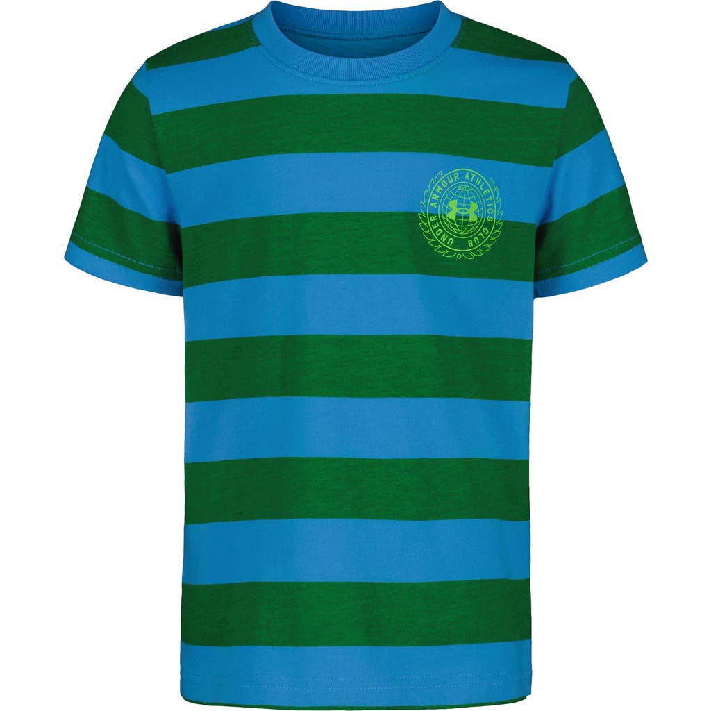 Under Armour Kids' Ua Printed Stripe Performance T-shirt In Ether Blue