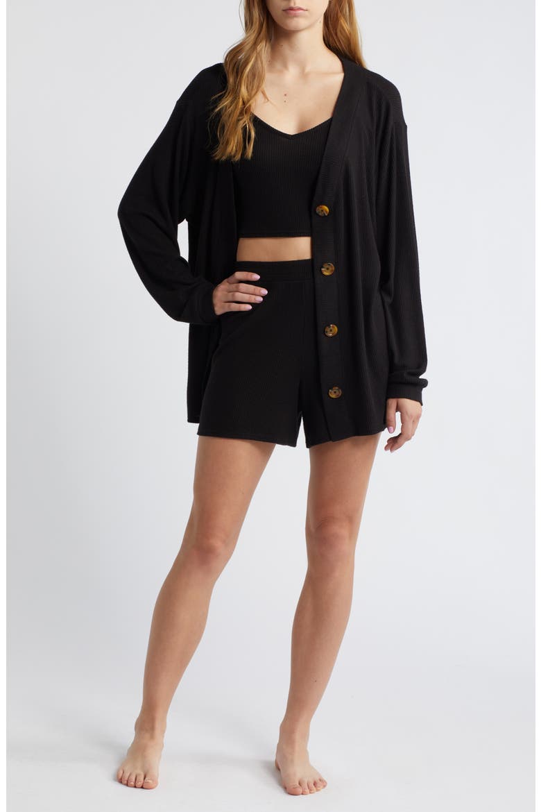 3-Piece Cozy Rib Pajamas, Main, color, BLACK