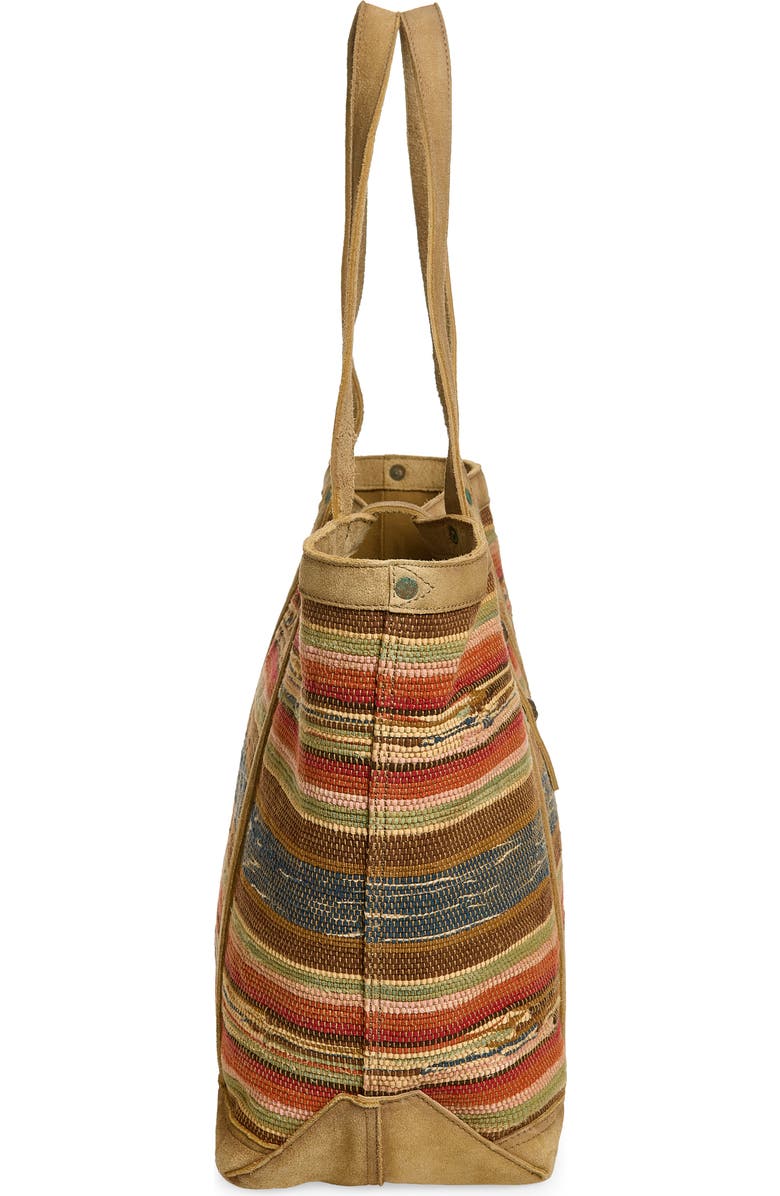 Double RL Suede Trim Jacquard Tote, Alternate, color, Multi/ Beige