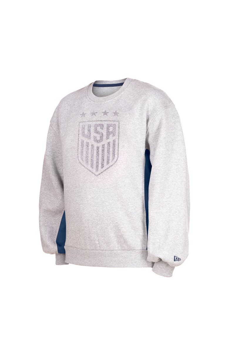 5TH AND OCEAN BY NEW ERA Women's 5th & Ocean by New Era Gray USWNT Athleisure Balloon Sleeve Pullover Sweatshirt, Alternate, color, 